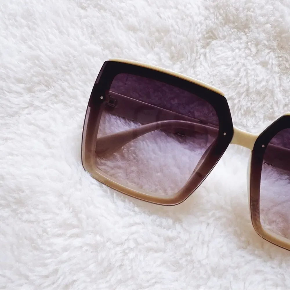 Gloria Cream Square Oversized Sunglasses